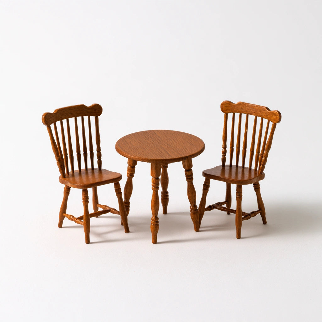 Ensemble repas table et quatre chaises en bois, coloris brun naturel