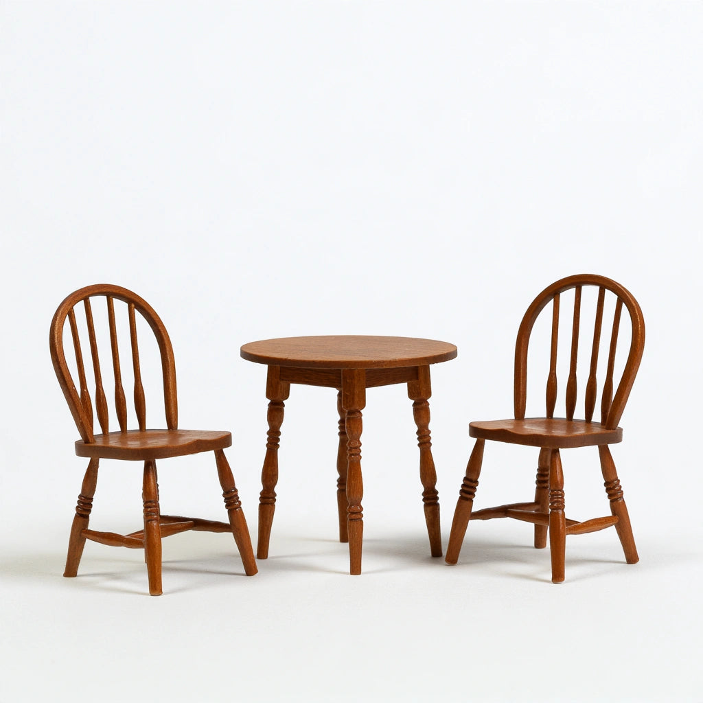 Ensemble repas table et quatre chaises en bois, coloris brun naturel