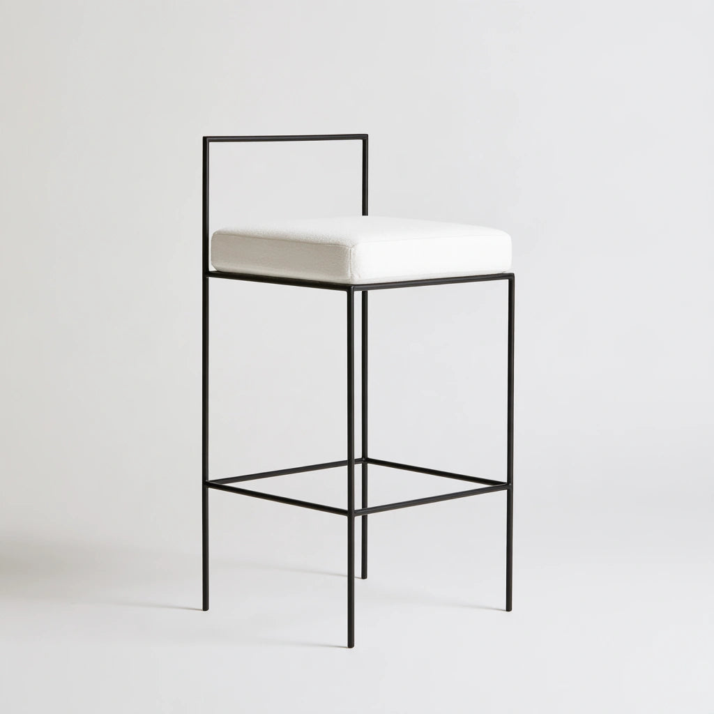 Tabouret de bar aux lignes épurées, coloris blanc