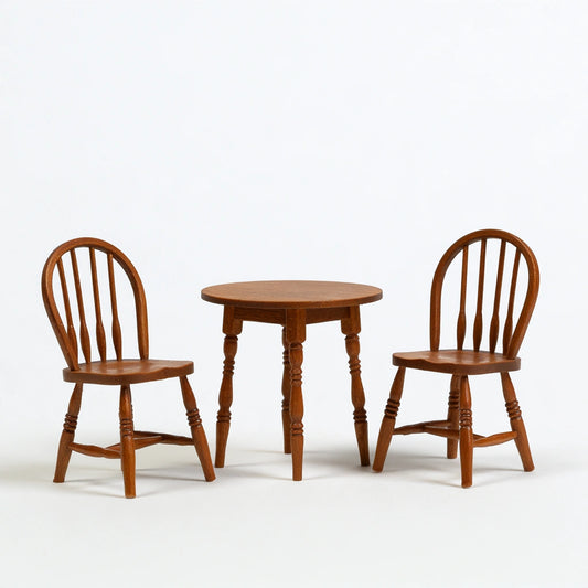 Ensemble repas table et quatre chaises en bois, coloris brun naturel