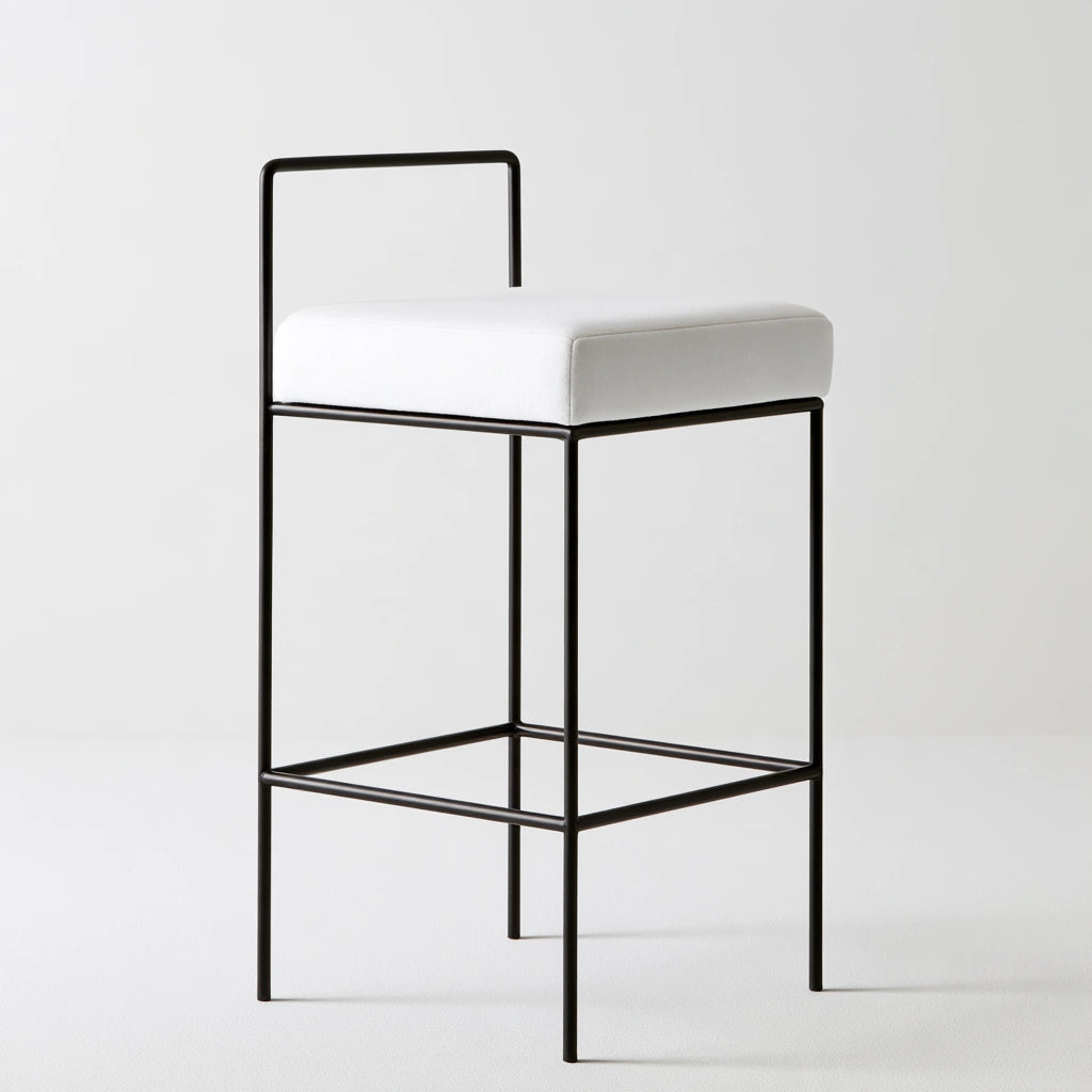Tabouret de bar aux lignes épurées, coloris blanc