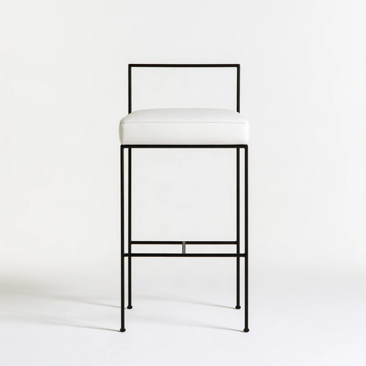 Tabouret de bar aux lignes épurées, coloris blanc