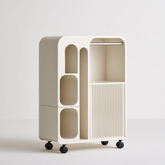 Chariot de rangement aux lignes épurées, coloris blanc cassé