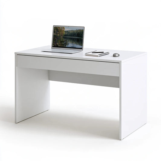 Bureau d'écriture aux lignes épurées, coloris blanc